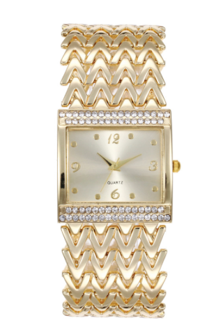 Montre carrée en métal or pour femmes